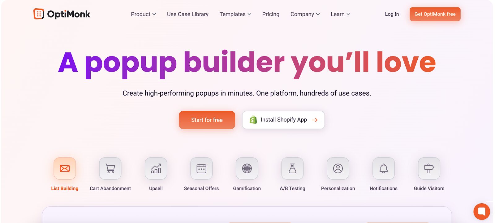 Create contextually relevant pop ups with AI powered popup builder OptiMonk