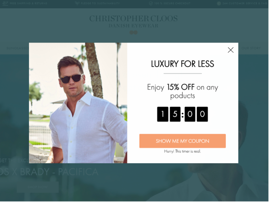 A time-limited offer popup from Christopher Cloos