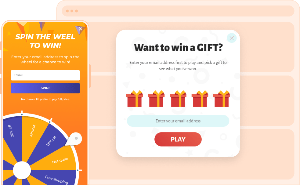 gamification lucky wheel spin to win popup template